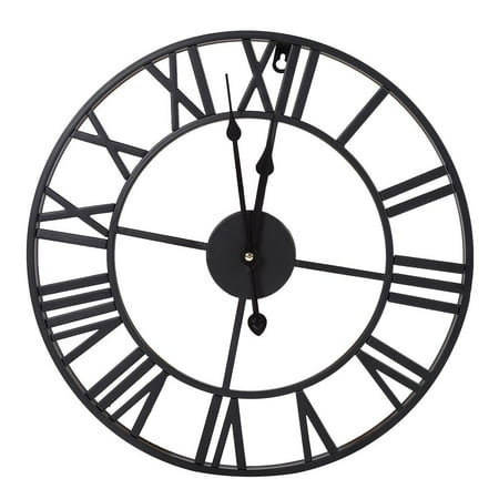 Antique Looking Wall Clock Classic Metal Round Shaped Antique Industrial Iron Wall Clock Roman Numerals Home Cafe Decor, Clock Decor, Metal Clock ()