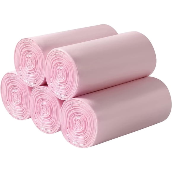 5 volúmenes de pequeñas bolsas de basura 200 duraderas 4 galones bolsas de basura pequeñas Oficina Familiar Cocina Baño dormitorio Bolsillo de basura interior (rosa)