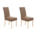 thumbnail image 1 of Deconovo - Funda de silla de comedor de punto jacquard, elástica, lavable y extraíble, de licra, para banquetes, juego de 2, color marrón claro, 1 of 6