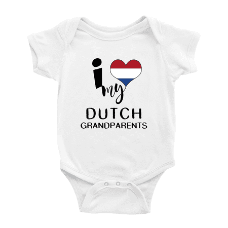 

I Heart My Dutch Grandparents Netherlands Love Flag Baby One-Pieces (White 0-3 Months)