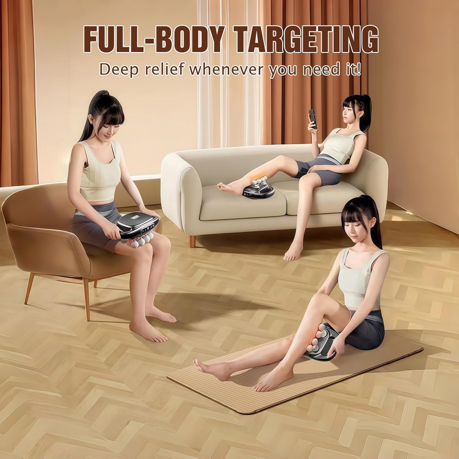 Deep Tissue Massage Gun with 3 Modes & 30 Intensities, Portable Quiet Percussion Massager for Legs, Waist, Back, Neck