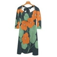thumbnail image 6 of Nasturtiums on Navy-2 Flare Dress Square Neck Dress Elegant Female Fashion Printed Dress, 6 of 9
