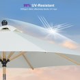 thumbnail image 4 of PURPLE LEAF 6' x 9' Patio Umbrella with Base Market Umbrella Rectangular Outdoor Umbrella with Push Button Tilt & Crank and 8 Ribs Aluminum Table Umbrella for Pool Backyard Beach, Taupe, 4 of 7