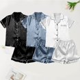 thumbnail image 3 of Satin Pajama Set for Women 2 Piece Button Down Nightgown Short Sets for Women Lounge Sets Womens Pajama Sets, 3 of 3