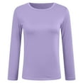 thumbnail image 5 of Rotm Cotton T Shirts Women Women's Long Sleeve Thermal Shirts, Fleece Lined Crew Neck Undershirts Soft Base Layer Fitted Tee Tops Purple,XL, 5 of 7
