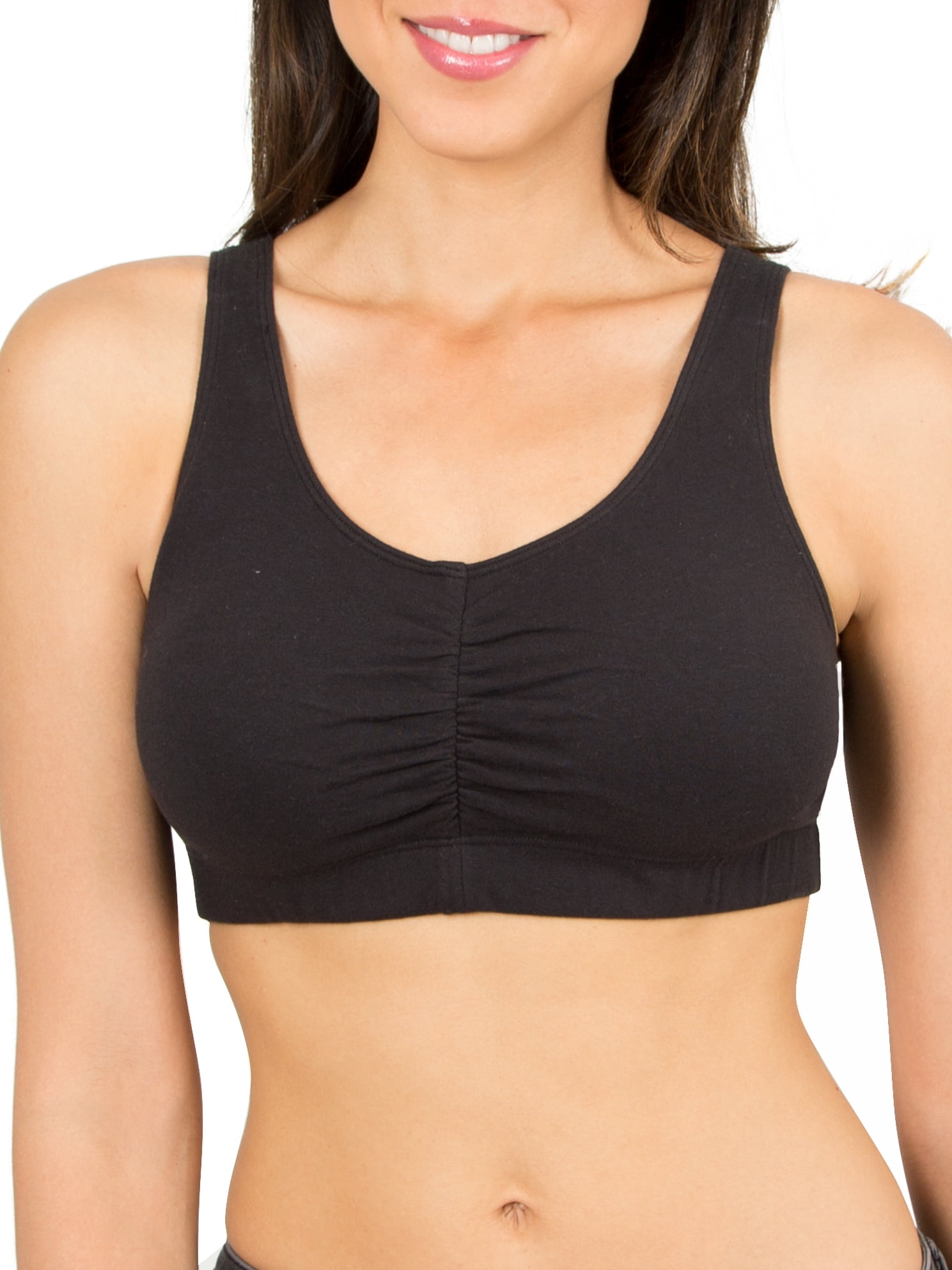 Fruit of the Loom Women's Shirred Front Sport Bra with Removable Bra Pads,  Style FT438, 2-Pack