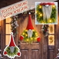 thumbnail image 2 of 21.65" Lighted Christmas Gnome Wreath, Red Hat Swedish Tomte with LED Lights and Green Pine Base for Front Door Hanging Decor, 2 of 9