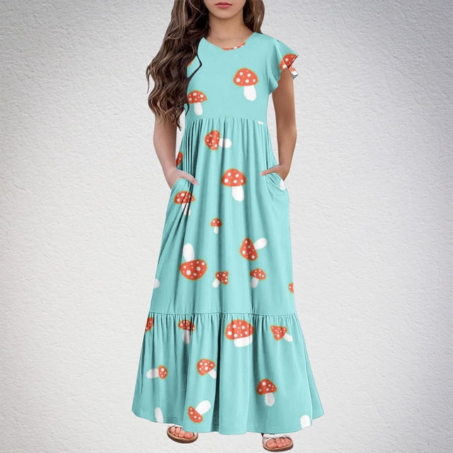 LOVZFMLL Robe à Manches Longues pour Filles Automne Europe et États-Unis Imprimé Citrouille Mignonne Jupe Princesse en Maille