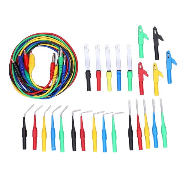Kit de cables de prueba de conector banana, buena conductividad, sondas traseras de 90°, 135°, 180°, kit de conector banana de 4 mm para pruebas de diagnóstico de automóviles