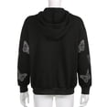 thumbnail image 3 of Negro L 2021 otoño mujer mariposa caliente diamante costura contraste Color con capucha cremallera sudadera chaqueta Casual, 3 of 8