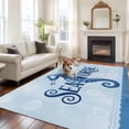 thumbnail image 2 of Navy Blue Seahorse Area Rugs 8'x10', Washable Small Throw Rugs for Living Room Patio, Summer Coastal Bubbles Ocean Waves Indoor Outdoor Rug Non-Slip Low Pile Carpet Runner Reversible Floor Mats, 2 of 8