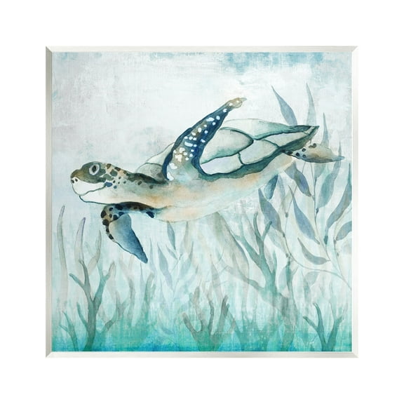 Stupell Industries Swimming Sea Turtle Animals & Insects Painting Unframed Art Print Wall Art, 12 x 12