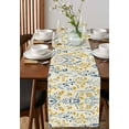 thumbnail image 2 of Blue Yellow Spring Floral Burlap Cotton Table Runner 13x70 Inches Long, Summer Blooms Botanicals Farmhouse Table Runners, Outdoor Dining Tablecloths Decor for Baby Shower/Party/Wedding, 2 of 6