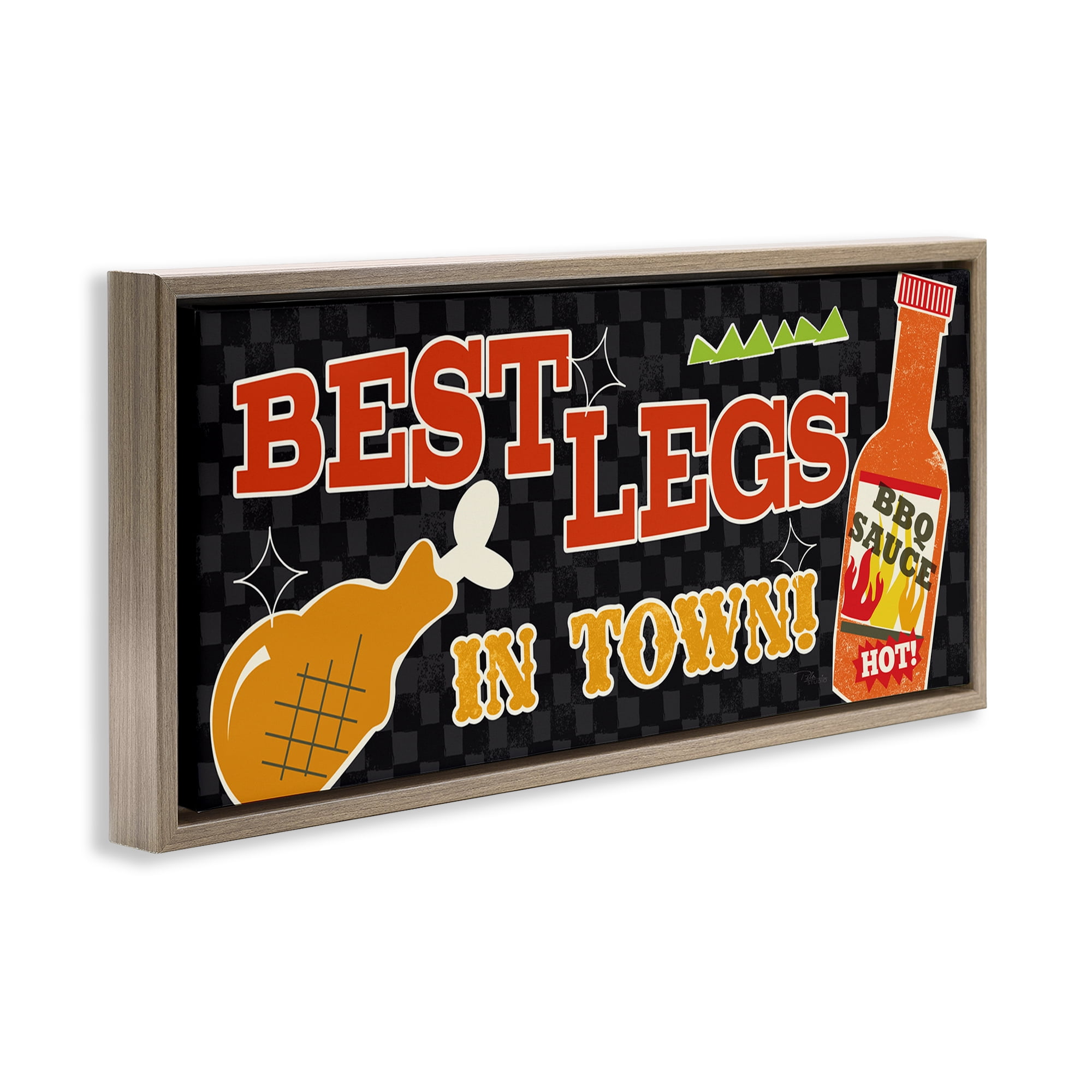 Stupell Industries Best Legs in Town Food & Beverage Painting Brown Floater Framed Canvas Art Print Wall Art, 31 x 14