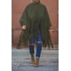 thumbnail image 2 of Top de flecos de manga larga con cuello alto para mujer Abrigo de poncho con borla de talla grande Adepaton HMFJ296-26, 2 of 7