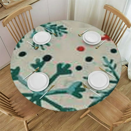 

Plo0ole Christmas Round Fitted Tablecloth Elastic Edge for Round Tables Pattern round tablecloth Suitable for holiday celebrate party Table round Tables Decoration multicolor 46-50