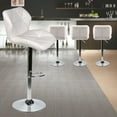 thumbnail image 4 of ELECWISH 3 Pieces Barstool and Pub Table Set Adjustable Height Swivel White Wood Round Table and Padded PU Leather Bar Chair Dining Set, 4 of 11