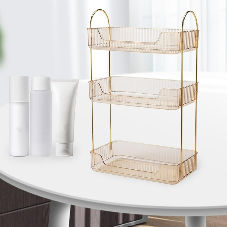 Kitchen under Sink Standing Rack Makeup Organizer for Lotion Perfume  Jewelry 3 Tier Yellow 