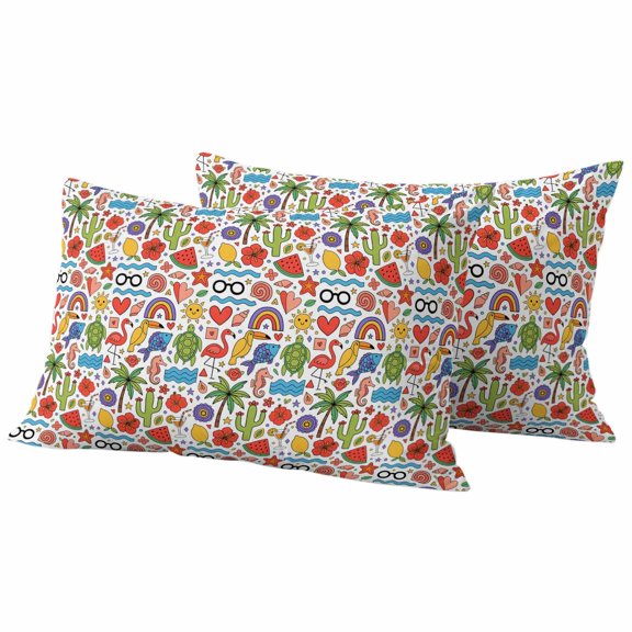 Red Green Fruits Outdoor Waterproof Pillow Covers, Tropical Botanical Summer Seaside Decorative Rectangle Throw Pillowcase Sofa Cushion Sham for Patio/Couch/Chair, 20"x12" 2 Pack