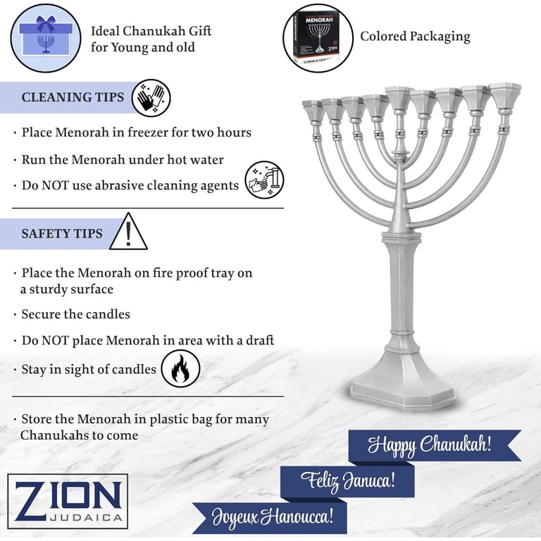 Zion Judaica Traditional Grace Menorah with Chanukah Accessories photo 4