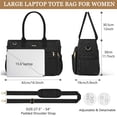 thumbnail image 4 of Teacher Tote Bag 15.6 inch Laptop Bag for Women, Work Bags Nurse Bible Bag Quilted Lightweight Laptop Tote Computer Briefcase for School Travel Office College, Black, 4 of 7