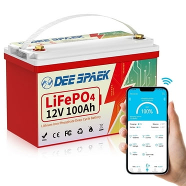 LiFePO4 Battery 12V 100Ah Bluetooth,100A BMS Lithium Batteries for RV,Solar,Trolling Motor,Marine,Boat,Group 31 Battery DEESPAEK