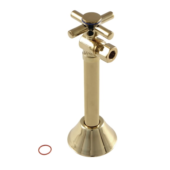 Kingston Brass CC83202DX 1/2-Inch Sweat x 3/8-Inch O.D. Comp Angle Shut-Off Valve with 5-Inch Extension in Polished Brass