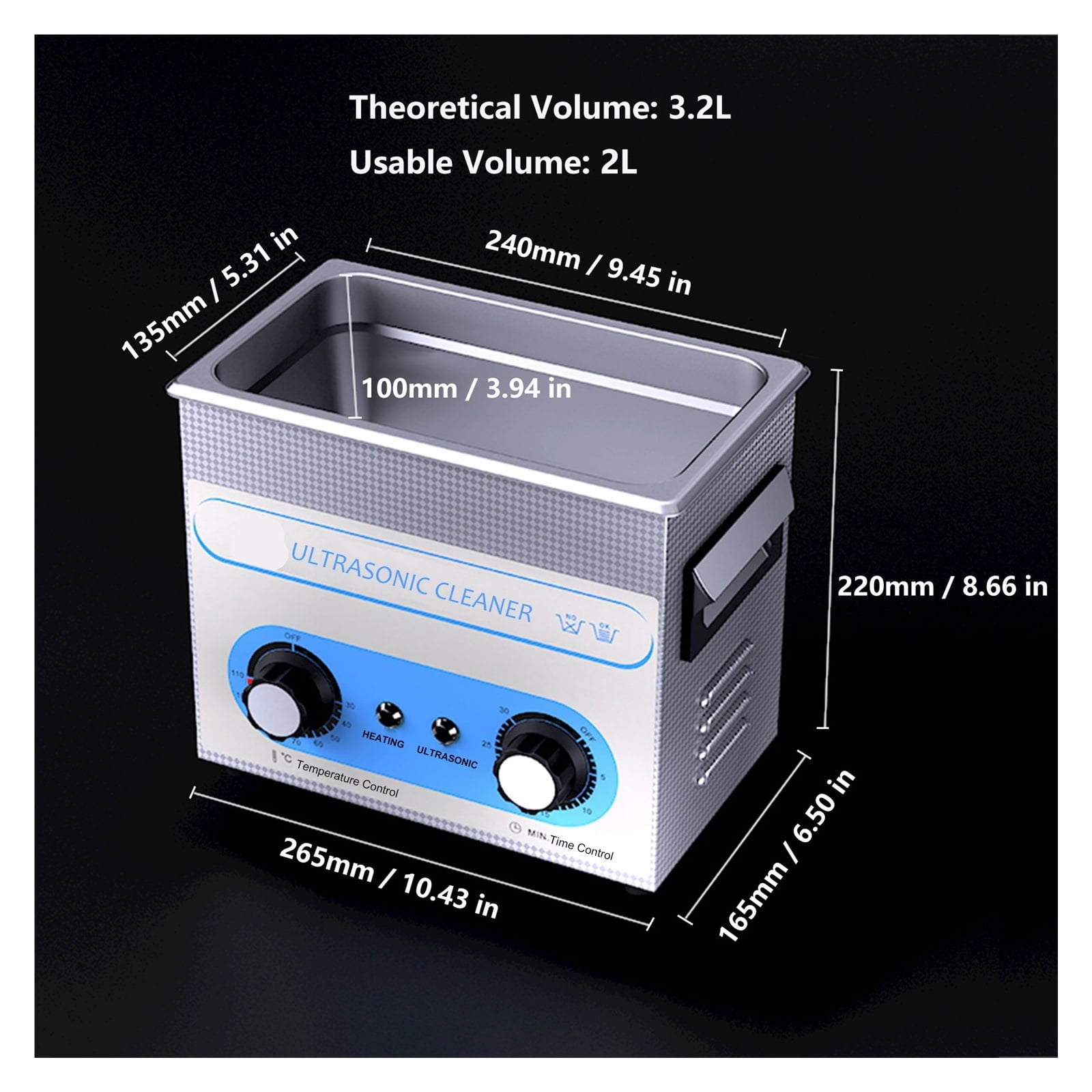 3L Ultrasonic Cleaner 40kH Ultra Cleaner with Timer Heated Ultrasonic Cleaning Machine for Jewelry Glasses Bike Chains
