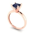 thumbnail image 2 of 1.0ct Princess Cut Blue Sapphire 18k Pink Rose Gold Engraving Statement Bridal Wedding Designer Ring Size 3.5, 2 of 5