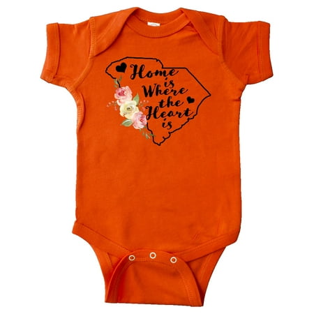 

Inktastic South Carolina Home is Where The Heart is with Watercolor Floral Gift Baby Girl Bodysuit