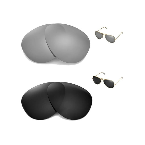 Walleva Polarized Titanium Black Replacement Lenses For Ray Ban Aviator Large Metal Rb3025 62mm Sunglasses Walmart Com Walmart Com