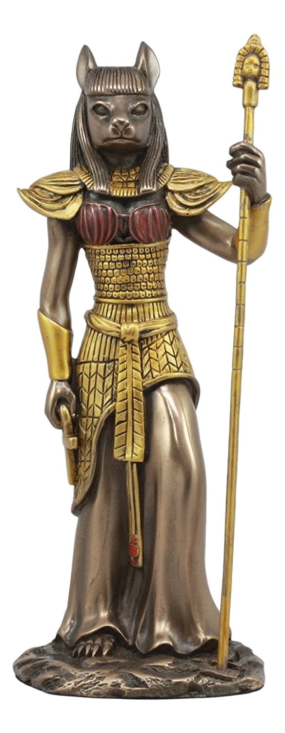Ebros Egyptian Goddess Bastet Cat With Spear Statue 11 H Ubasti Goddess Of Protection Health