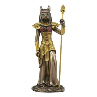 Egyptian Goddess Sitting Cat Bastet Mother With Kittens Statue in