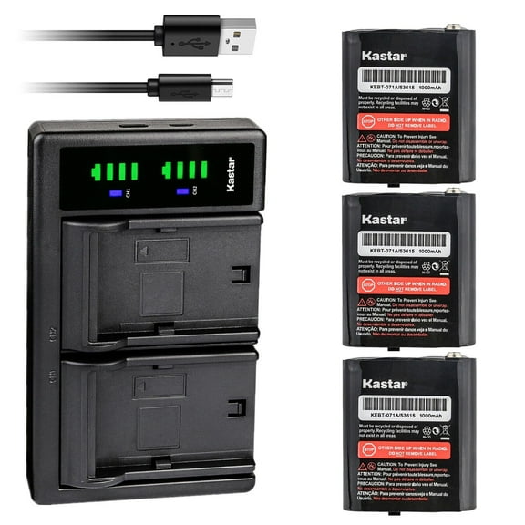 Kastar 3-Pack Battery and Smart Dual Charger Replacement for Motorola TalkAbout H20 T470 T475 T47X T480 T500 T600 H20 T605 H20 T631 T800 T82 T82 EXTREME T92 H2O, TalkAbout T475 T47X T480