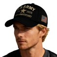 thumbnail image 4 of 250th Anniversary Army Hat, Embroidered Baseball Cap Tribute Washed Denim Hat Color Black Size One Size, 4 of 7