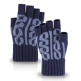 thumbnail image 1 of Roncen Thickened Cashmere Warm Half Finger Gloves Winter Knitted Fingerless Gloves for Men and Women, 1 of 4