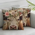 thumbnail image 3 of Shiartex Cute Animals Throw Pillow Covers Tibetan Plateau Baby Yak with Peonies Roses Flowers Green Leaves Garland Design Pillow Cushion Cover Farmhouse Rustic Home Sofa Pillowcase 2pcs White, 3 of 7