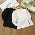 thumbnail image 4 of XBASW Baby Kids Girls Knit T-Shirt Casual Puff Long Sleeve Tee Tops Crewneck Rib Blouse for Spring Fall 2-7Y, 4 of 6