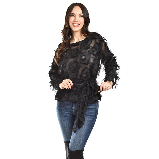 Blusa con diseño texturizado Roman Fashion Juvenil 5105 Negro negro CH
