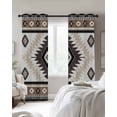 thumbnail image 3 of Brown Beige Boho Blackout Curtains, Light Blocking Print Window Curtains, Abstract Southwestern Ethnic Geometric Thermal Insulated Window Drapes for Living Room Kitchen Cafe 2 Panels, 84"W x 63"L, 3 of 9