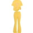 thumbnail image 4 of GiLiling Girls 2 Piece Outfits Cute Bow Print T-Shirt and Flare Pants Spring Summer Teen Girls Fashion Clothing Set (Yellow, 11-12 Years), 4 of 4