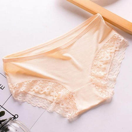 

Fantadool Summer Ladies Simple Silk Thread Japanese Cotton Crotch Refreshing and Breathable Ladies Low-Waist Lace Slim-Fit Briefs
