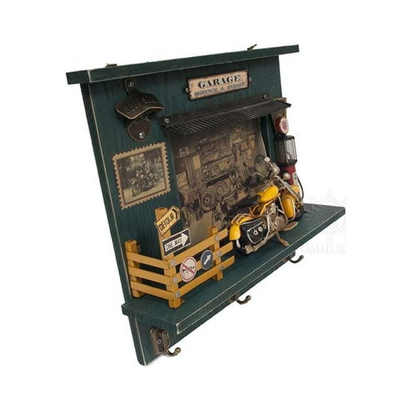 Vintage Harley Motorcycle Shadow Box on Wood Frame