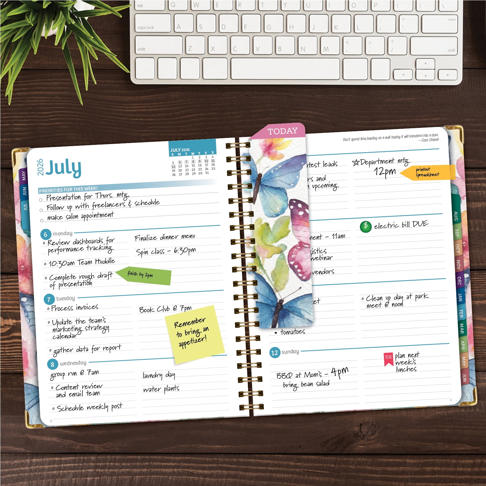 Excello Brands Hardcover AY 2026-2027 Fashion Planner - 8.5"x11" (Watercolor Butterflies)