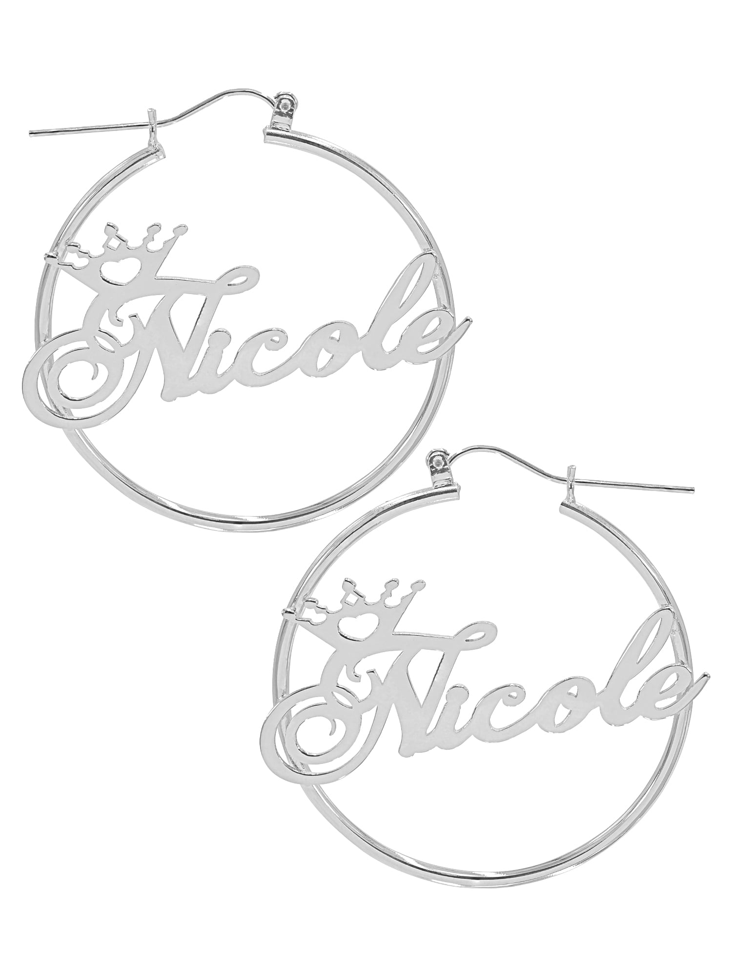 Personalized Hoop Crown Name Earrings