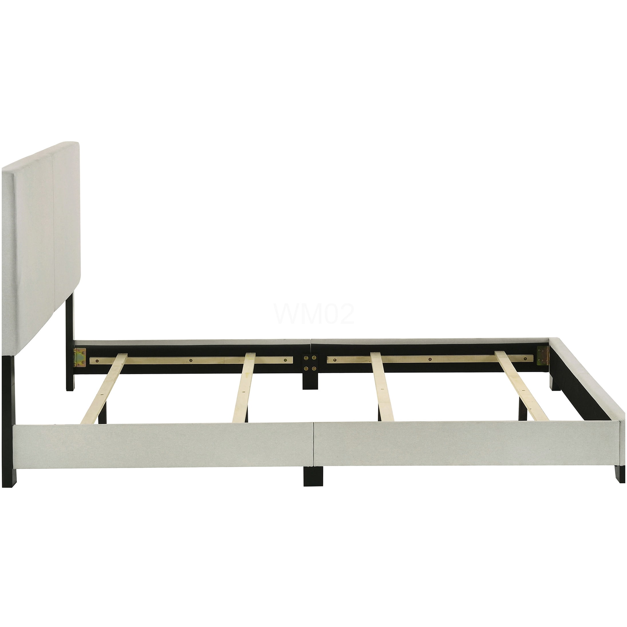 Queen Upholstered Bed Frame with Padded Headboard, Cream Fabric Platform Bed, No Box Spring Needed, Wood Slat Support, Modern Bedroom Furniture