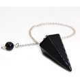 thumbnail image 2 of Angelstones Pendentif Reiki Chakra à Pointe Hexagonale en Cristal de Pierre Précieuse Naturelle Agate Noire, 2 of 2