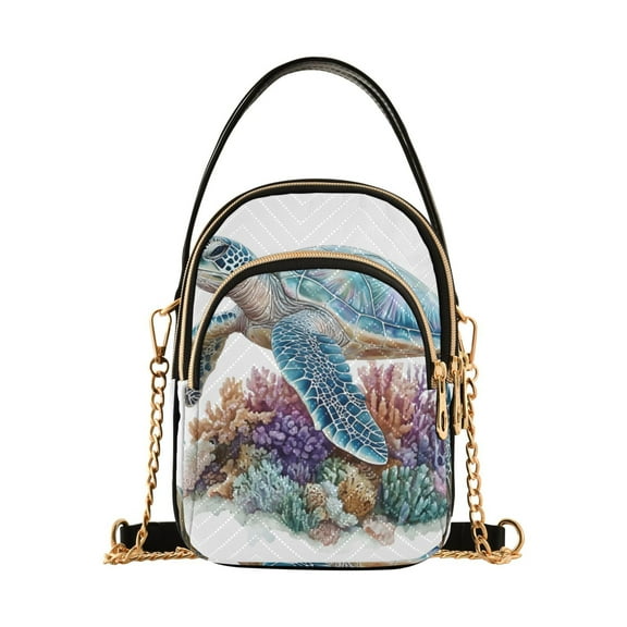 ALAZA Chain Crossbody Bags for Women Sea Turtle Shoulder Handbag Phone Purse