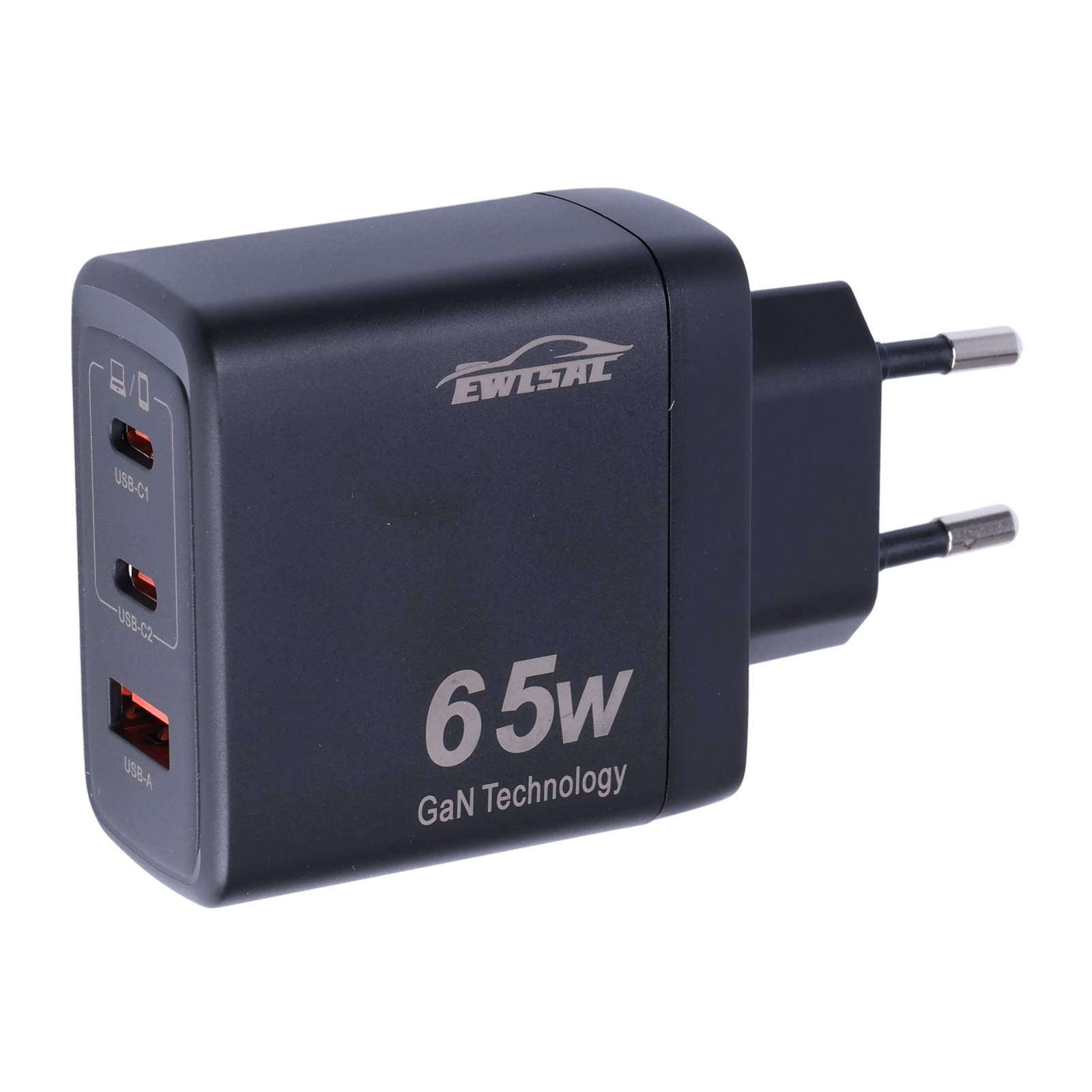 65W GaN Triple-Port USB Wall Charger | Fast PD Charging Station (EU Plug) - Compatible for iPhone 16 Pro/16/15, for Samsung S24/S23, and Tablets | Portable Travel Power Adapter