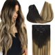thumbnail image 1 of GOO GOO Extensiones de cabello con clip de cabello humano real 20 pulgadas 4.23 oz 7 piezas 2/6/18 Balayage marrón a rubio sucio Remy extensiones de cabello humano clip ins para mujeres cabello humano, 1 of 5
